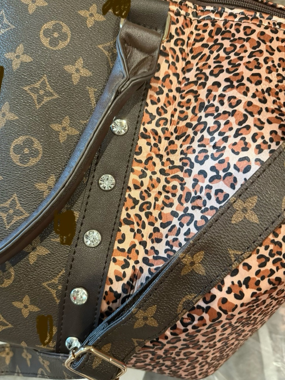 Custom Monogram & Leopard Print Duffle Travel Bag